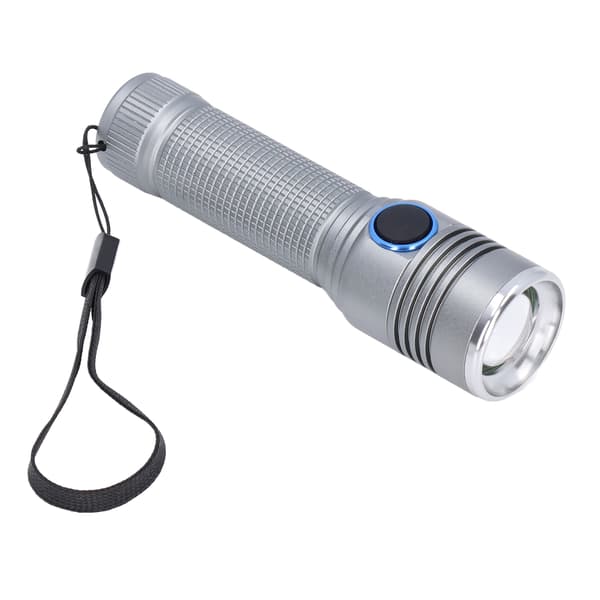 LED-taskulamppu teleskooppinen zoom-suojaustoiminto alumiiniseosrunko 2000LM zoom-taskulamppu harmaa