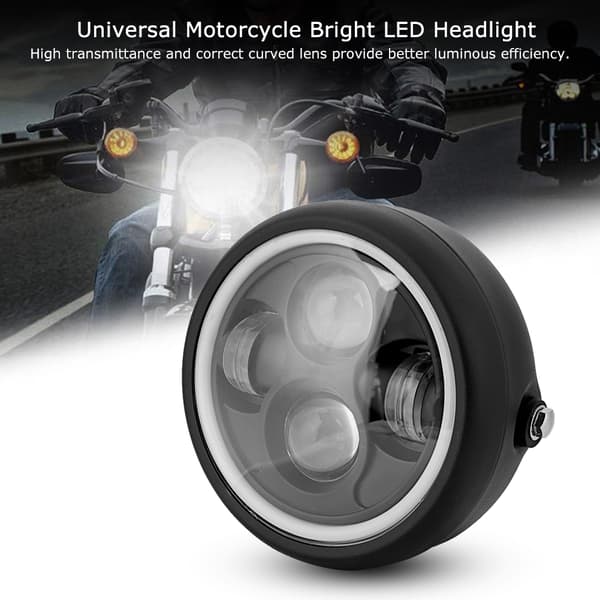 Motorsykkel Rund Frontlykt i Retro Stil med Sterkt LED-lys