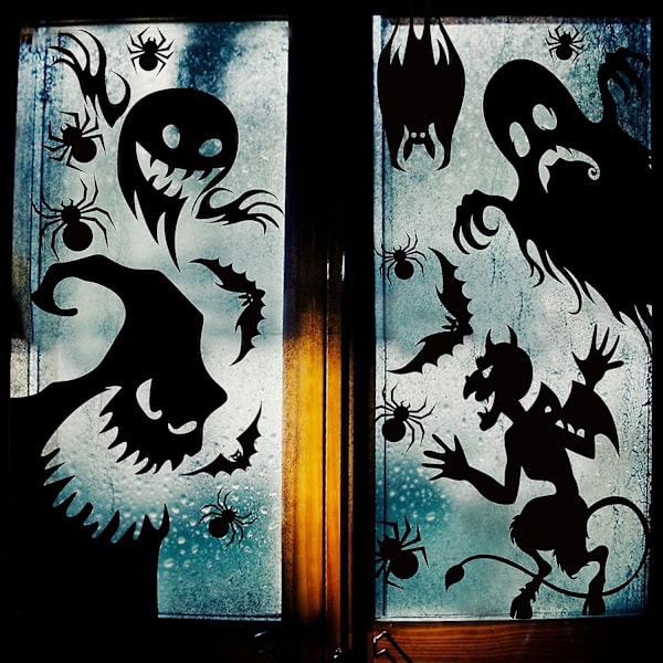 Jättelika Spöklika Monster Silhuett Fönsterklistermärken för Halloweenfest Dekoration