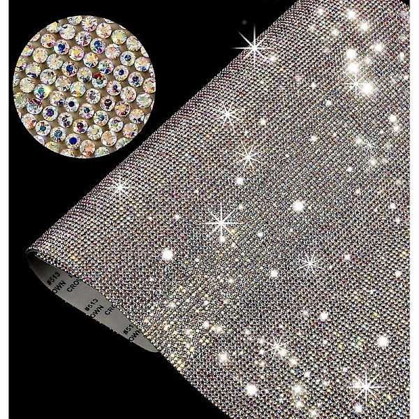 Kristalli Rhinestone -tarra, itseliimautuvat kristallitarrat autoon, lahjaan ja puhelimen koristeluun, 24 cm x 20 cm, kirkas väri