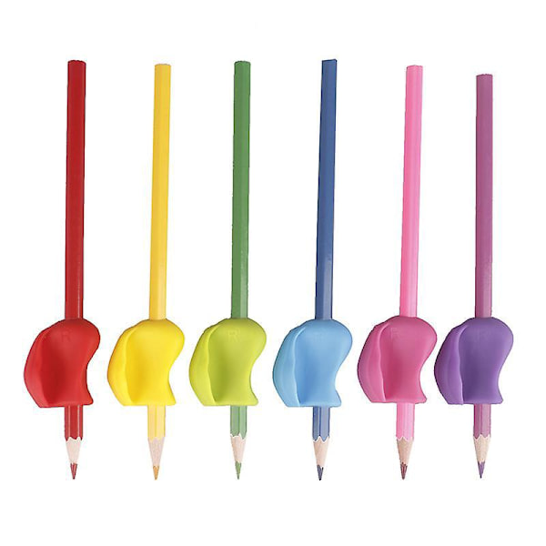 Penngrepp, Crossover Grip, Ergonomiskt Skrivverktyg, Höger- & Vänsterhänta, Färgglada Penngrepp, Blandade Klassiska Färger, 6-pack
