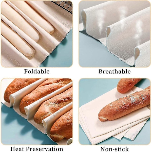 2 STK 45x75cm Professionel Brød Hæveklæde, Linned Couche Brød Hæveklæde til Baguette Brøddej Forberedelse og Bagning_SZXM