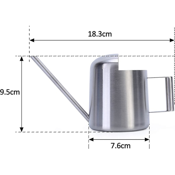 Mini vandkande i rustfrit stål - 300 ml, lang tud, til bonsai, blomster, planter i haven, hjemmet, kontoret, terrassen