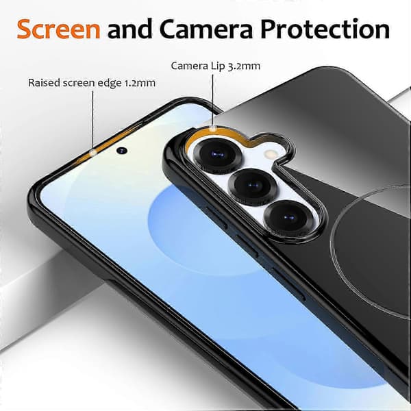 Magnetic Phone Case with MagSafe Compatibility, TPU Cover for Galaxy S25 FE, Includes Lanyard Black