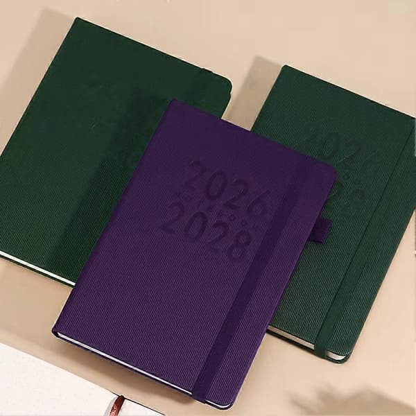 Schemabok Månedsplanlægger Notesbog 2026-2028 Jan Til Dec Blødt Omslag Med Elastik Dagbog Skrivepen Minimalistisk Design Grå Green One size