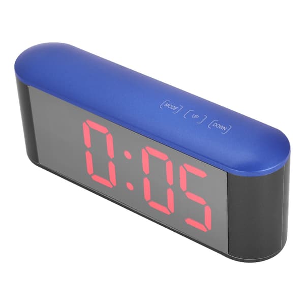 Termometer Elektronisk Speiloverflate Digital Vekkerklokke Med Snooze (Blått Skall Rødt Nummer)