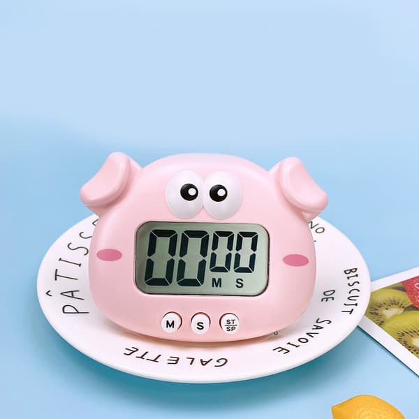 Dyre-timer Student Magnetisk Digital 100 Minutters Nedtællingstimer Med Batteri til Køkken Peggy Gris