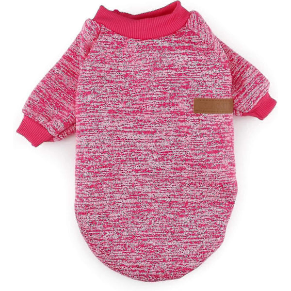 Strikket sweater til kæledyrshund, tyk og varm, vintertøj til kæledyrshund og kat, Zekai Pink L