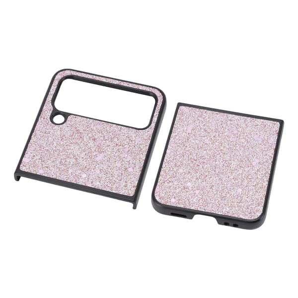 Glänsande telefonfodral Mockafoder ABS Reptåligt vikbart skärmtelefonfodral för Samsung Galaxy Z FLIP 4 Rosa