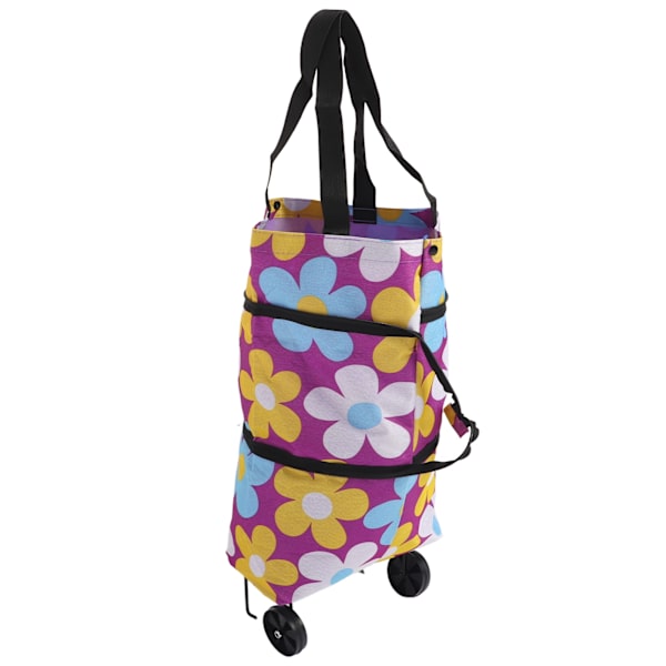 Sammenklappelig Trolley Taske Foldbar Indkøbspose Lærred Multifunktionel Indkøbspose med Hjul til Ældre Type1