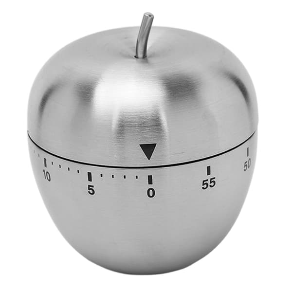 Æbleformet Timer Manuel Roterende Rustfrit Stål Metal Høj Alarm Nedtælling Madlavningstimer til Læring