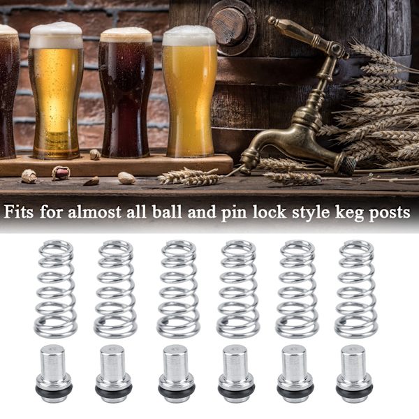 6 stk. Universal Poppet Valve Fjedre Øl Dele Passer Til Kugle & Pin Lock Style Keg Post
