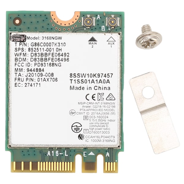 Trådløst modul 3168NGW AC NGFF M.2 2.4G 5G Dual Frequency 600Mbps BT 4.2 WIFI netværkskort