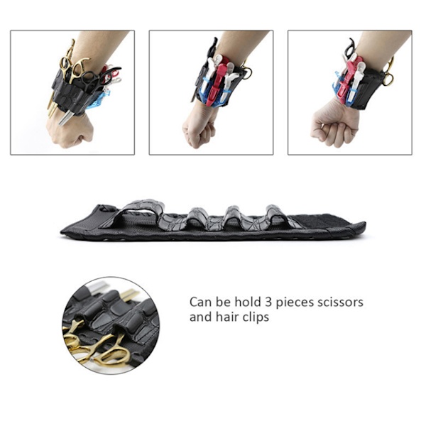 Saxväska i PU-läder Armband Saxväska Förvaringsväska Frisör hårklippande saxfodral Svart