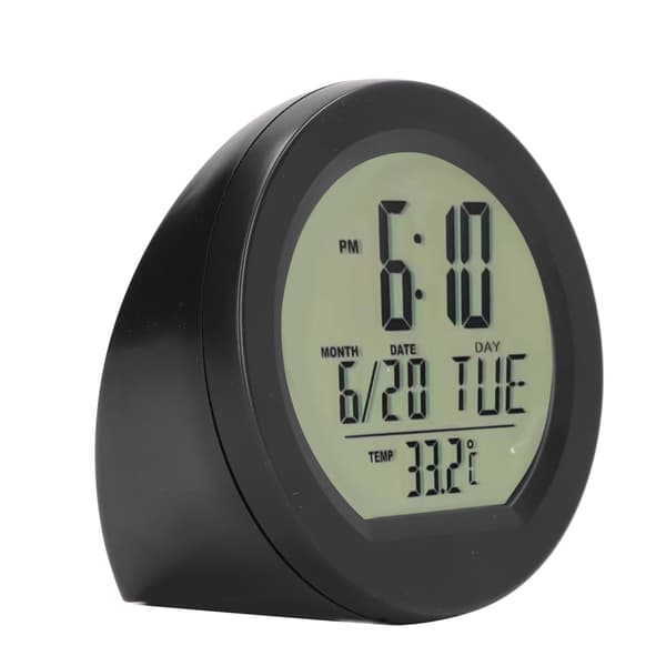 Bil Digital Temperatur Instrumentbräda Klocka Soldriven Automatisk Mini Bil Digital Termometer Klocka
