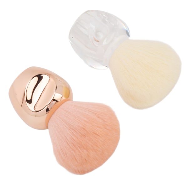 2 stk. Sminke Blush Brush Profesjonell Bærbar Elegant Myk Syntetisk Fiber Løs Pudderbørste for Kvinner