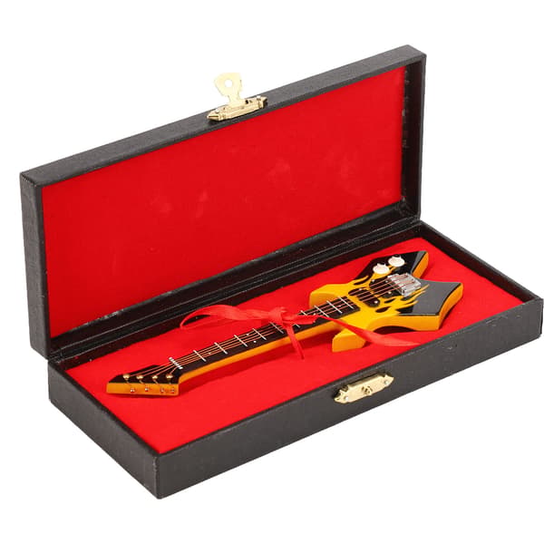 Mini Bass Simulation Klassisk Dekorativt Instrument Samling Miniature Guitar Model til Studie Soveværelse Gul