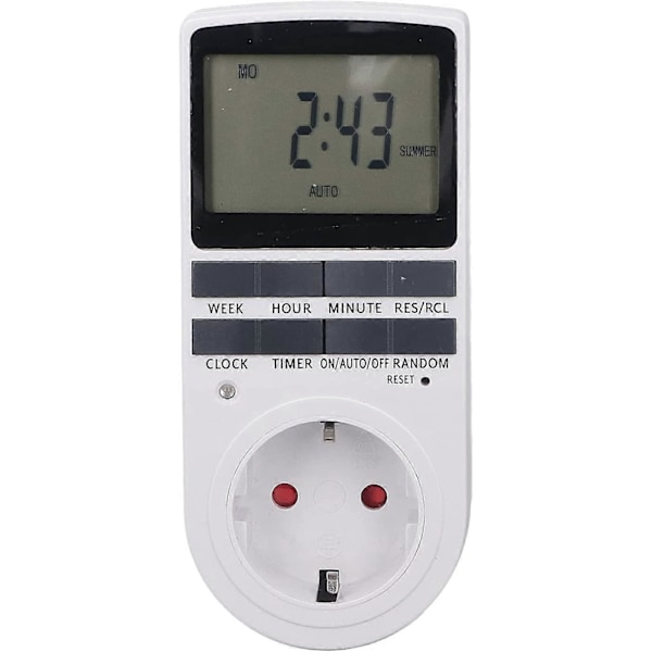 Digital Smart Energi Besparende Timer Stik Flammehæmmende Høj Effekt Timing Strømstik Smart Timer Switch med (220-240V EU Stik)