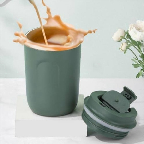 Kaffekopp i rostfritt stål, resemugg, dubbelväggig vakuummugg, vit