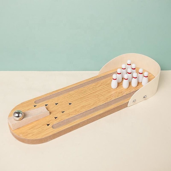 Miniatyr Bowlingspill i Tre - Morsomt Kontorspill for Stressavlastning