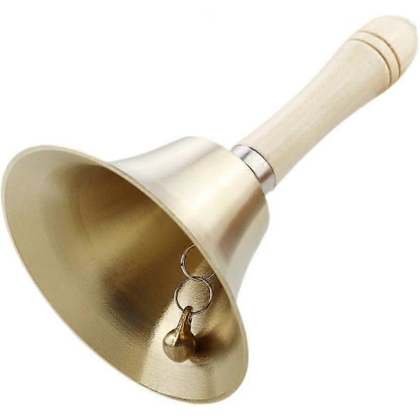Handklocka Extra Högljudd Massiv Mässing Kallklocka Handklockor med Trähandtag Jul (8cm)