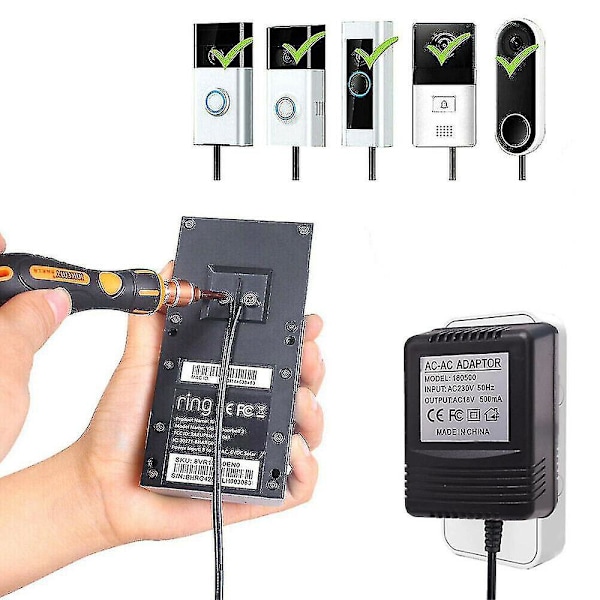 5m Strømforsyning Oplader Adapter til Video Ring Dørklokke Transformer