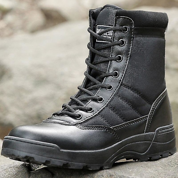 Breathable Black Leather Military Tactical Boots for Men