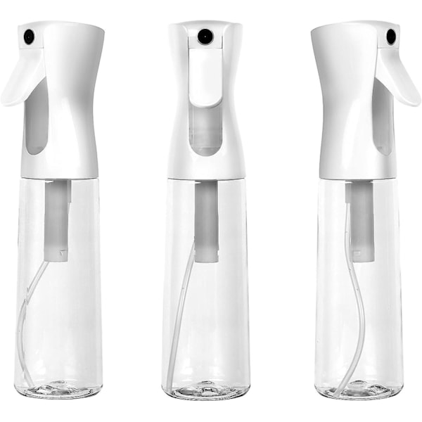 Kontinuerlig Sprayflaska, Hårmistspray, Vit, 3-pack, 500 ml, Ultrafin, Lösningsmedels- & BPA-fri Klar Plast, Trycksatt Sprayflaska