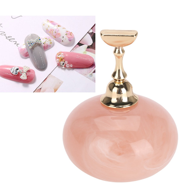 Golden Base Pink Magnetic Manicure Display Stand Nail Art Tip Holdere