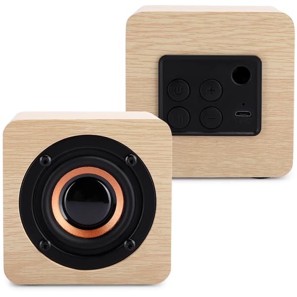 Mini Gul Lille Træ Trådløs Bluetooth Højttaler USB Opladning Bærbar Terning