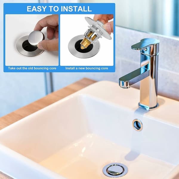 Pop-up vaskeprop i rustfrit stål, anti-blokerings afløbsfilter, pop-up vaskeprop, badekarafløbsprop til 26 mm til 50 mm huller