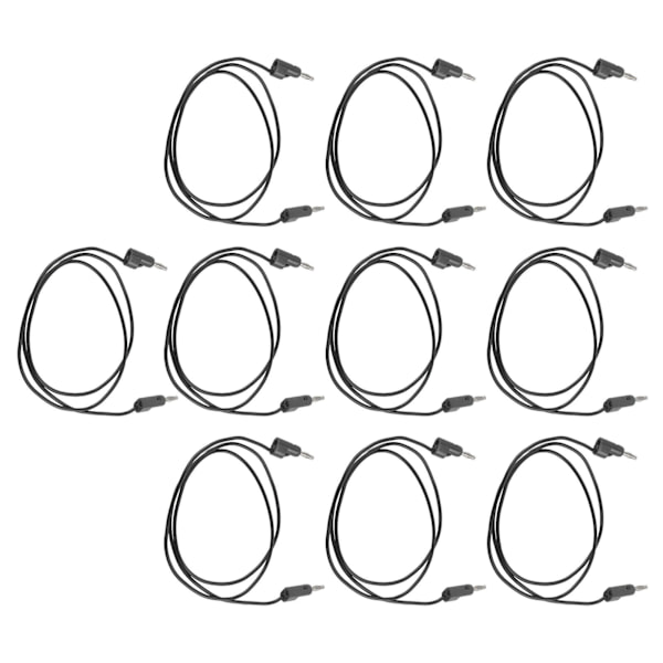 10 sæt bananstik testledninger han til han messing kerne ledning elektrisk test J.70006 4MM sort
