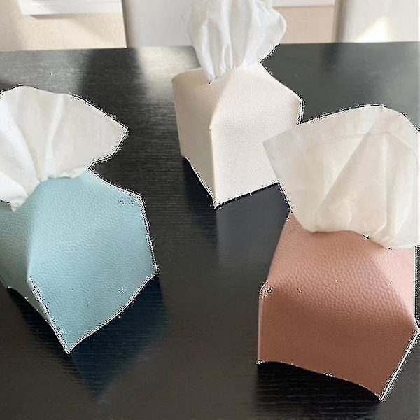 Ekologisk modern läder näsdukslådeöverdrag rosa beige