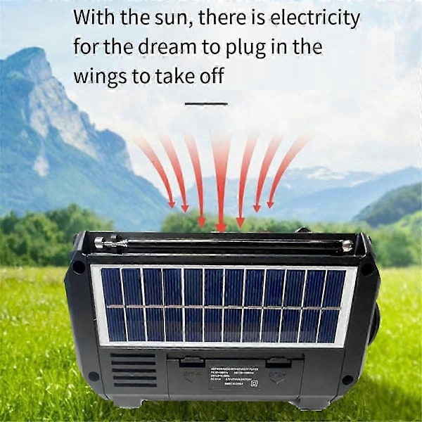 Radio Handvev Kraftgenerering Solcellsladdning Trebands Bluetooth-kort MP3 Multifunktionsradio