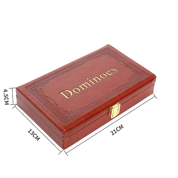 1 Set Hållbar Brun Trälåda Domino Dominobrickor Klassiska Siffror Bordsspel för Pojkar Flickor Party Favörer