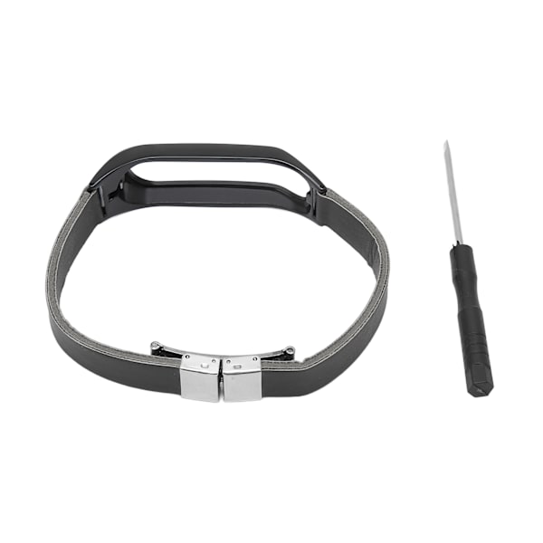 Smartwatch-reim i skinn med erstatningsrem i skinn og legeringsskal med skrutrekker for Tomtom Touch-klokke, svart rem, svart skall