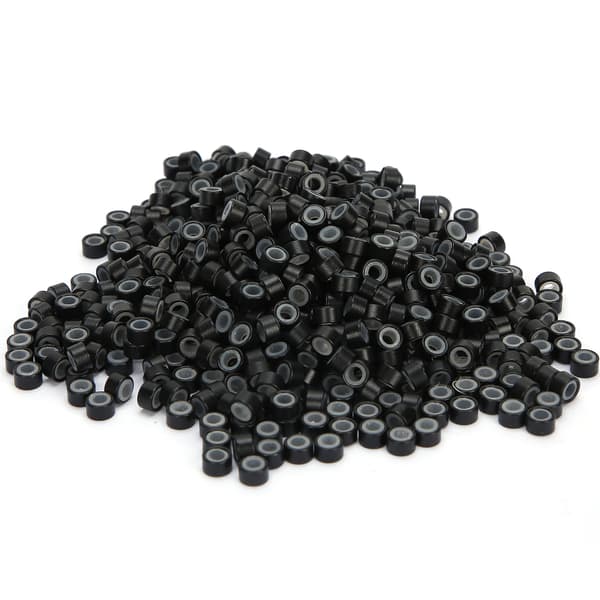 Hår Extensions Ring Løkker Silikoneforede Mikro Perler Links Aluminium Hår Extension Værktøj1# Sort