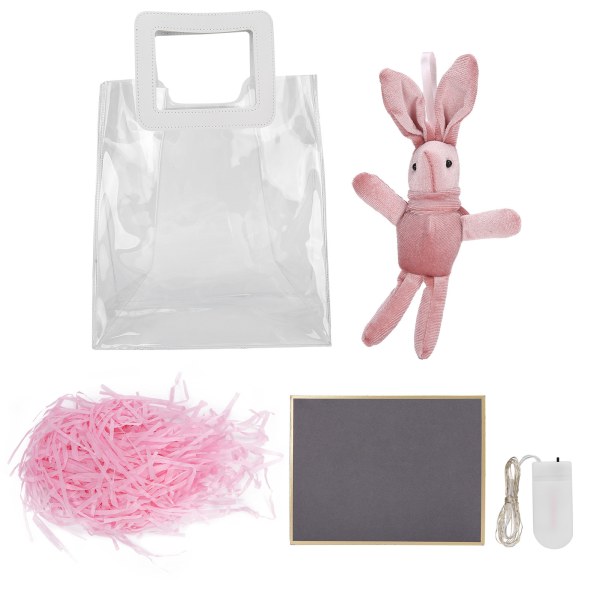 PVC Transparent presentpåse PU-läderhandtag Tote Packaging Handväska Tillbehör (L) Rosa