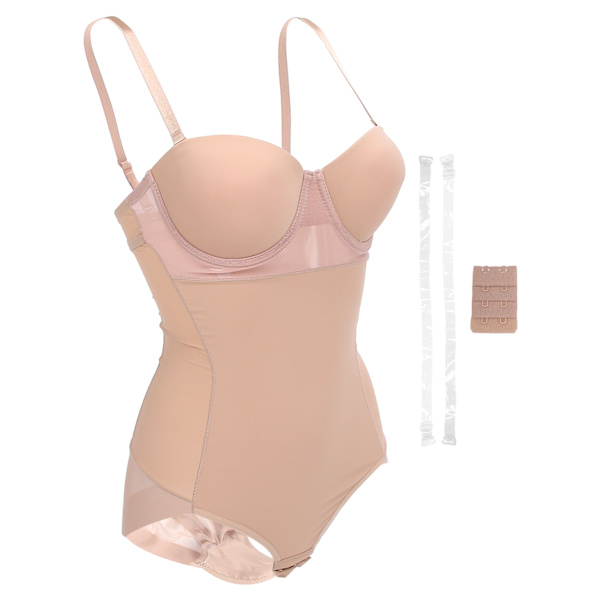 Taljetræner Dame Shapewear med BH Slankende Mavekontrol Bodysuit til hele kroppen (Kaffe)M(38B)