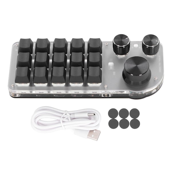 15 tangenter 3 knappar programmerbar knappsats trådbunden USB trådlös Bluetooth blå switch mini makro mekaniskt spelande tangentbord
