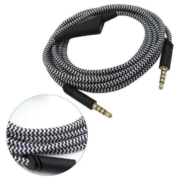 Hovedtelefonkabel med volumenkontrol Justerbart gaming headsetkabel med tuning gear til Astro A10 A40 A30 6,6 fod Sort hvid