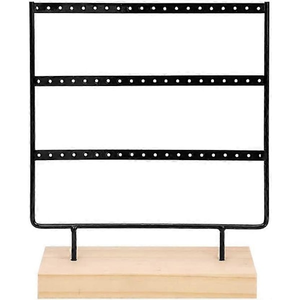 Smykkeorganisator, Øreringe Display Stand i Træ og Metal, Vintage Smykkeskrin Holder, Smykkeorganisator, Øreringe Smykkeskrin (Sort, 3 Lag)