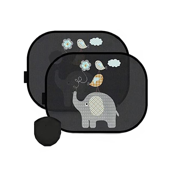 Solskærm til bil, baby, med UV-beskyttelse, solskærm til bilrude, kompatibel med børn med søde dyremotiver, 44 x 36 cm, sæt med 2-B8