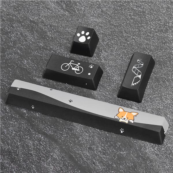 DIY Mini Sorte Hunde Mønster Keycaps SpaceEScEnterNumpad Enter Keycap til Mekanisk Tastatur (Mini Sorte Hunde Mønster, 4 stk.)