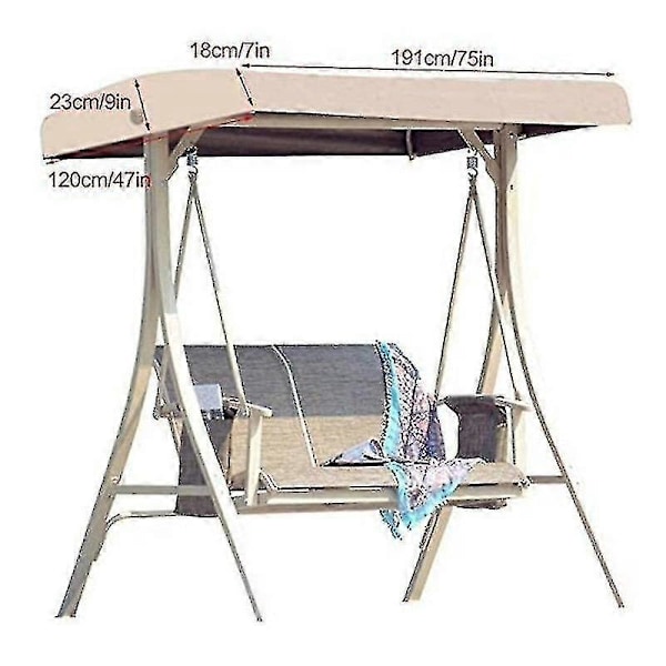 Universellt Ersättningstak för Trädgårdsgunga - 2-3 Sitsig - 191 X 120 Cm beige