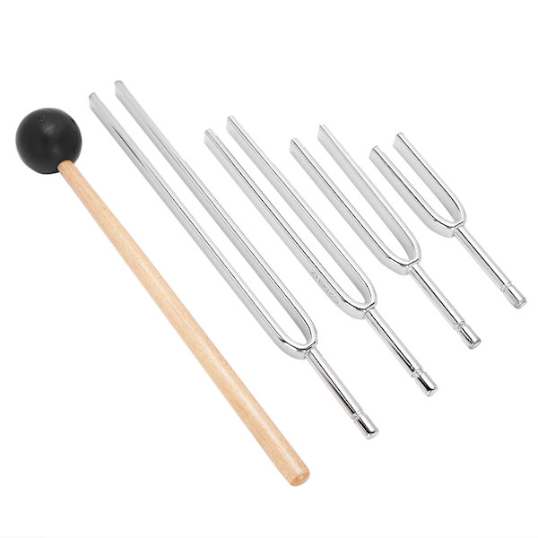 Stämgaffel Aluminiumlegering Stämgaffel Trähammare Sound Healing Therapy Tool SetC128-C1024 4st