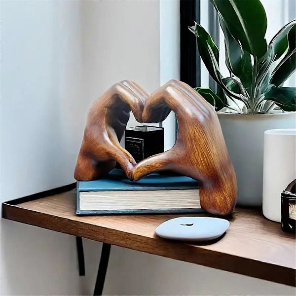 Hjärthandsgest Skulptur Handgest Staty Harts Hjärtskulptur
