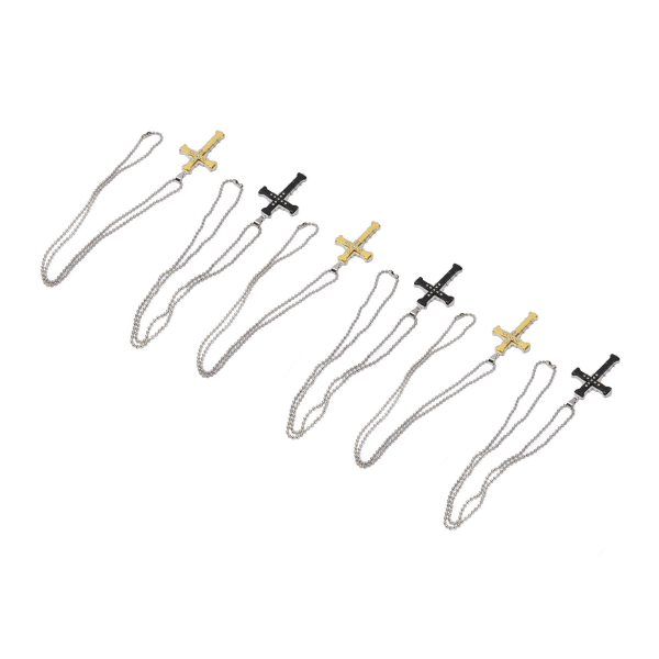 6st rostfritt stål korshalsband Snyggt justerbart kedja krucifix halsband för män kvinnor Silver Guld
