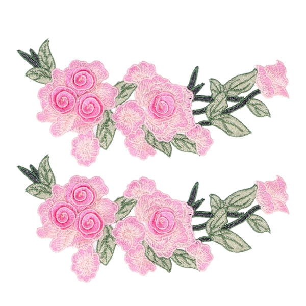 Broderad lapp blomma bomull miljöskydd unik DIY klädtillbehör för västar hattar rosröd