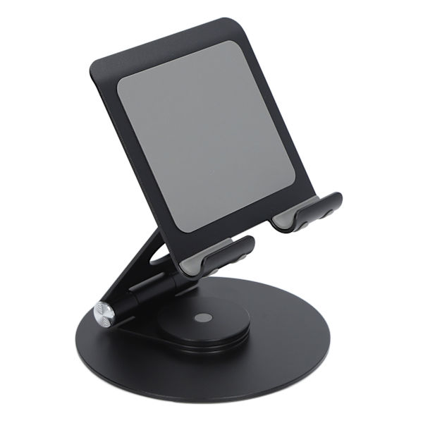 Foldbar telefonholder 360 graders rotation justerbar højde aluminium skrivebordsstativ med stabil base til bærbare computere under 17,3 tommer sort